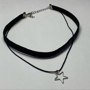 Black choker with star necklace 1 pc